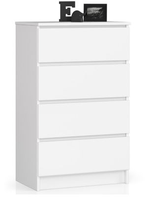 Commode AKORD K60 Blanche 60 cm 4 tiroirs façade Blanche 60x40x99 cm