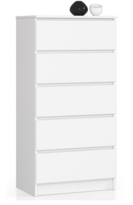 Commode AKORD K60 Blanche 60 cm 5 tiroirs façade Blanche 60x40x121 cm
