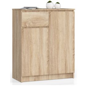 Commode AKORD K80 Chêne Sonoma 80 cm 2 portes 1 tiroir façade Chêne Sonoma 4 étagères 80x40x99 cm