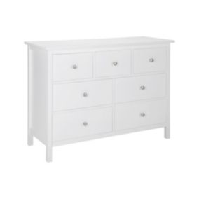 Commode ALBANE - 7 tiroirs - Pin blanc