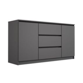 Commode, anthracite, 140 x 79 x 39 cm, 3 tiroirs, 2 portes