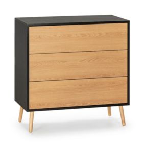 Commode Apolo 3 tiroirs Couleur Noir/Bois