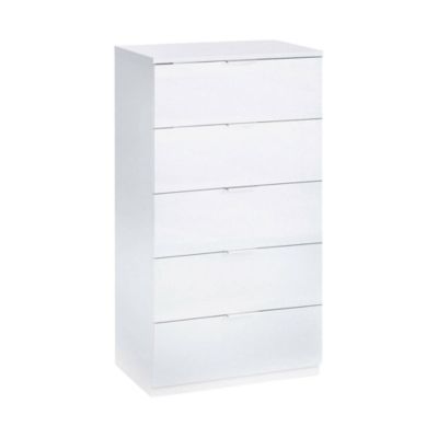 Commode Armenia, Commode 5 tiroirs, Commode pour chambre à coucher, Commode moderne, 60x40h110 cm, Blanc