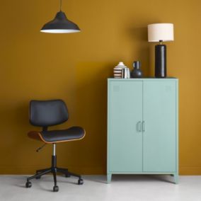 Commode/armoire en métal bleu clair 2 espaces de rangement. casiers