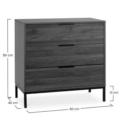 Commode Auri 3 tiroirs couleur Noyer