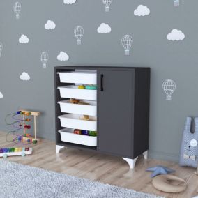Commode Aurland avec 5 paniers de rangement 79 x 77 x 30 cm anthracite en.casa