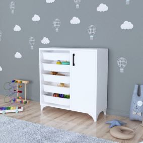 Commode Aurland avec 5 paniers de rangement 79 x 77 x 30 cm blanc en.casa