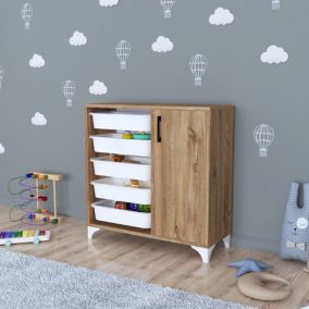 Commode Aurland avec 5 paniers de rangement 79 x 77 x 30 cm effet chêne en.casa