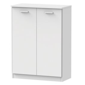 Commode avec 2 portes battantes coloris blanc - Hauteur 101 x Longueur 74 x Profondeur 36 cm