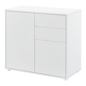 Commode avec 2 Tiroirs 2 Portes Paarl  74 x 79 x 36 cm Blanc Mat en.casa