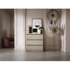 Commode Avec 3 Tiroirs Chêne Sonoma / Blanc, 70 X 39 X 79 Cm