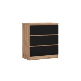 Commode Avec 3 Tiroirs Chêne Wotan / Noir, 70 X 39 X 79 Cm
