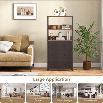 Commode 3 Tiroirs + étagères Ouvertes - Rangement Vertical Multicouleur - Neuf