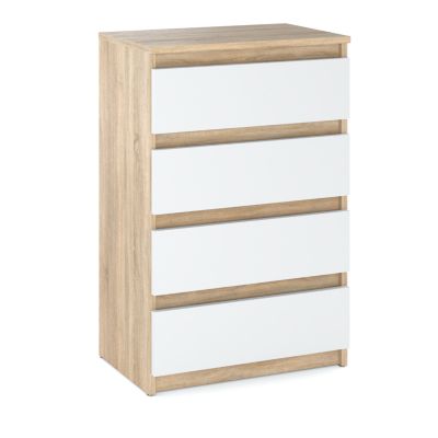Commode avec 4 tiroirs  60cm  Chêne Sonoma Blanc Meubles de salon -TV-Chambre