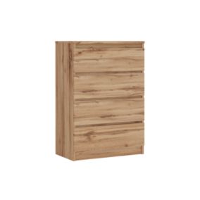 Commode Avec 4 Tiroirs Chêne Wotan, 70 X 39 X 101 Cm
