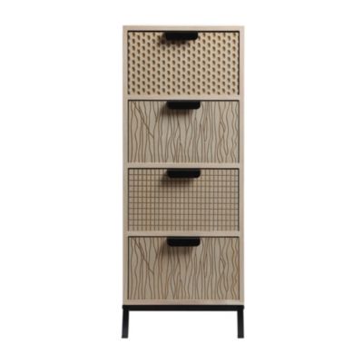 Commode avec 4 Tiroirs en Bois et Métal de Style Moderne