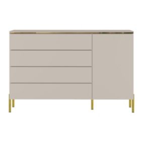 Commode avec 4 tiroirs et 1 porte - Beige et doré - VUKIA de Pascal Morabito