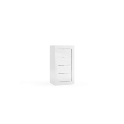 Commode avec 4 tiroirs large 42cm, collection ISORA. Coloris blanc brillant
