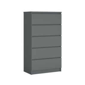 Commode Avec 5 Tiroirs Anthracite, 70 X 125 X 39 Cm