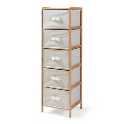 Commode avec 5 tiroirs en tissu Maldon 122 x 37 x 35 cm naturel / beige en.casa