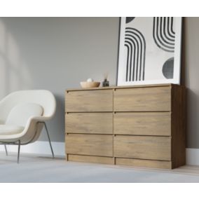 Commode Avec 6 Tiroirs, Chêne Lancelot, 120 X 39 X 78 Cm