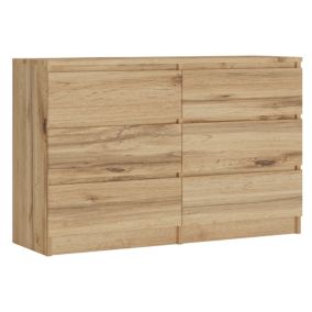Commode Avec 6 Tiroirs, Chêne Wotan, 120 X 39 X 78 Cm
