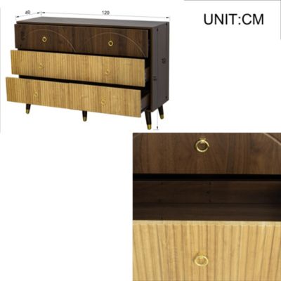 Commode avec 6 Tiroirs et Rangement Fonctionnel, Structure en MDF et Panneaux de Particules - 120x40x81 cm Naturel