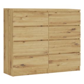 Commode Avec 8 Tiroirs, Chêne Artisan, 120 X 101 X 39 Cm