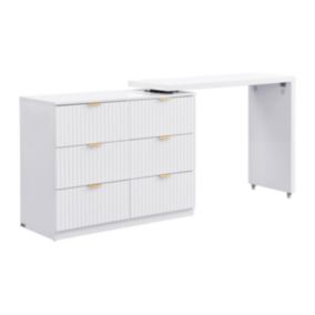 Commode avec angle pivotant 6 tiroirs - Blanc et doré - DRANOVA de Pascal Morabito