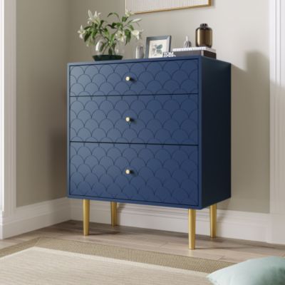 Commode avec ragement pour chambre - 3 tiroirs - bleu foncé