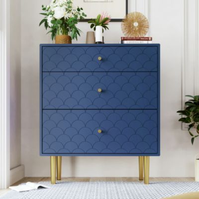 Commode avec ragement pour chambre - 3 tiroirs - bleu foncé