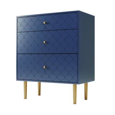Commode avec ragement pour chambre - 3 tiroirs - bleu foncé