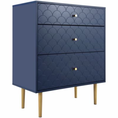 Commode avec ragement pour chambre - 3 tiroirs - bleu foncé