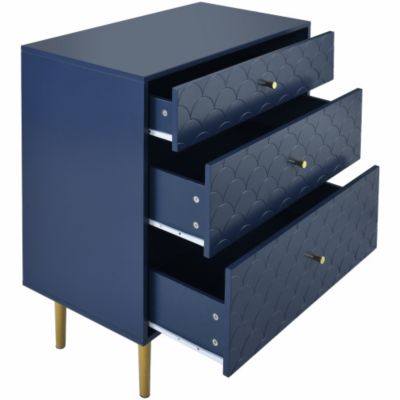 Commode avec ragement pour chambre - 3 tiroirs - bleu foncé