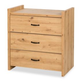 Commode Bébé Avec Plan à Langer Amovible Et 3 Tiroirs    Chêne