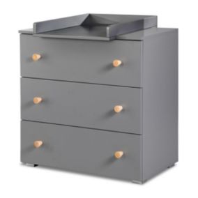 Commode Bébé Avec Plan à Langer Amovible    Gris / Bois
