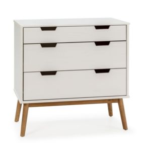 Commode Baku 3 tiroirs couleur blanc, 80 cm longueur