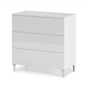 Commode Baltimore, Commode à 3 tiroirs, Commode pour la chambre, Commode moderne, 80x40h80 cm, Blanc