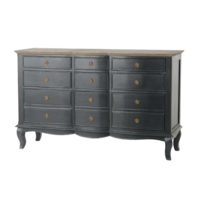 Commode baroque 9 tiroirs anthracite  - MADISON