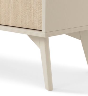 Commode : Beige Sable / Chevrons scandi, Pieds Bois, 106 x 80 x 38cm