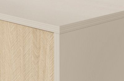Commode : Beige Sable / Chevrons scandi, Pieds Bois, 106 x 80 x 38cm