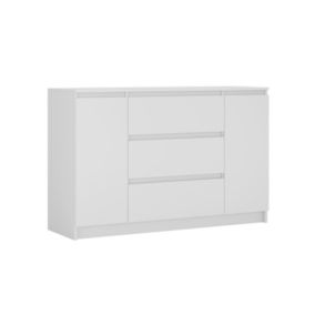 Commode, blanc mat, 120 x 39 x 78 cm, 2 portes, 3 tiroirs