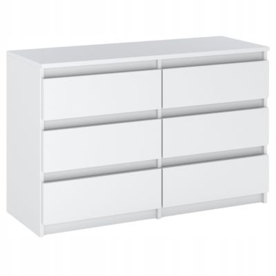 Commode Blanc Mat 6 tiroirs 100x71,5X33,5CM Meuble TV- Salon - chambre -chifonnier