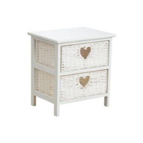 Commode blanche 2 tiroirs avec coeurs