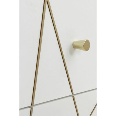 Commode blanche 3 tiroirs 1 porte décor or design contemporain 80 x 40 x 80 cm blanc laqué avec détails dorés