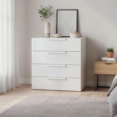 Commode blanche 4 tiroirs GoodHome Atomia H. 75 x L. 75 x P. 45 cm