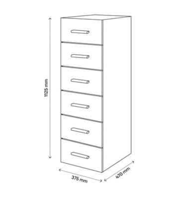 Commode blanche 6 tiroirs GoodHome Atomia H. 112,5 x L. 37,5 x P. 45 cm