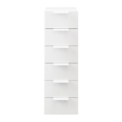 Commode blanche 6 tiroirs GoodHome Atomia H. 112,5 x L. 37,5 x P. 45 cm