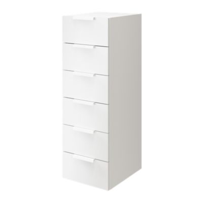 Commode blanche 6 tiroirs GoodHome Atomia H. 112,5 x L. 37,5 x P. 45 cm