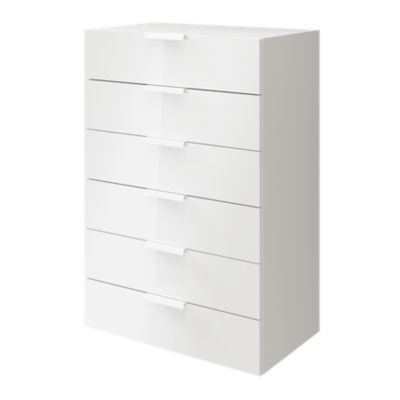 Commode blanche 6 tiroirs GoodHome Atomia H. 112,5 x L. 75 x P. 45 cm